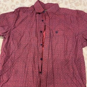 Mens Ariat red and black patterned button up